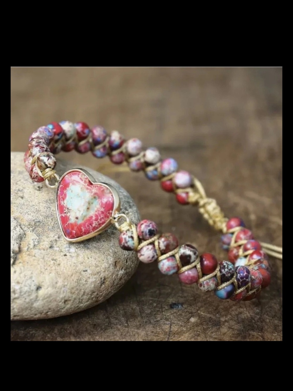 Gold-Tone Heart Bracelet with Pink and Turquoise Stone Accent